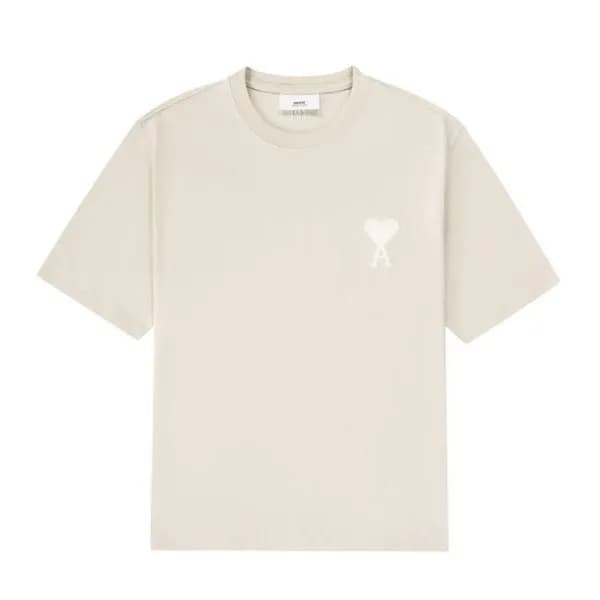 아미 여성 크루넥 베이지 반팔티 - Womens Beige Tshirts - ami0267… - 1