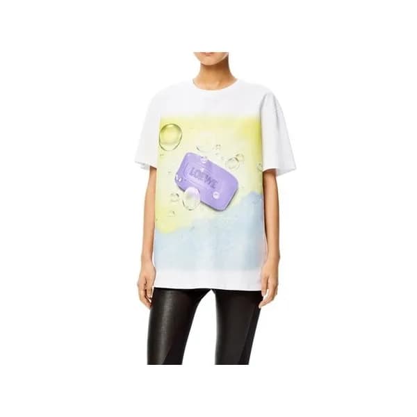 로에베 여성 이니셜 화이트 반팔티 - Loewe Womens White Tshirt - l… - 1