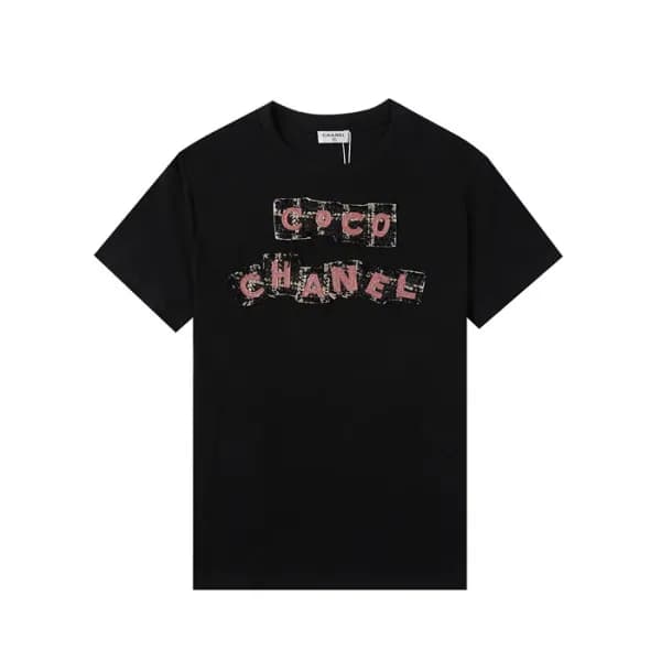 샤넬 남/여 크루넥 블랙 반팔티 - Unisex Black Tshirts - chl0862… - 1