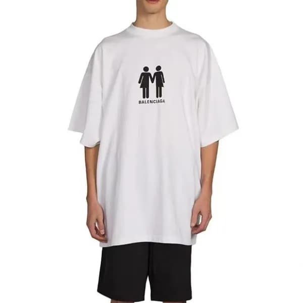 발렌시아가 남성 크루넥 화이트 반팔티 - Mens White Tshirts - bal015… - 1
