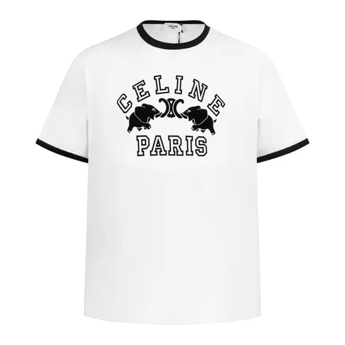 셀린느 남성 크루넥 화이트 반팔티 - Mens White Tshirts - cel0434x - 1