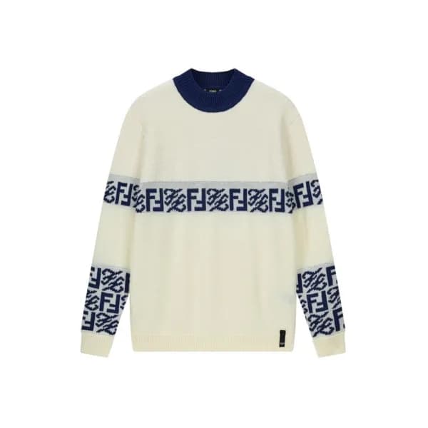 펜디 남성 트렌디 아이보리 니트 - Mens Ivory Sweaters - fen01287… - 1