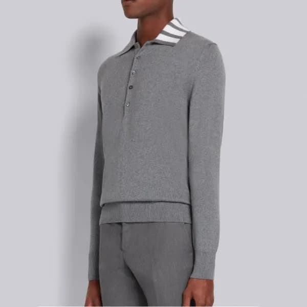 톰브라운 남성 그레이 폴로 니트 - Mens Gray Knit - thom0620x - 1