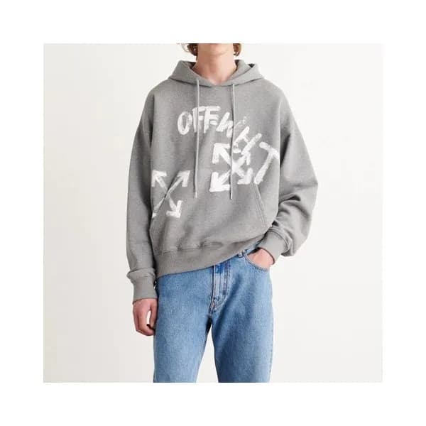 오프화이트 남성 캐쥬얼 그레이 후드티 - Off-white Mens Gray Hoodie … - 1