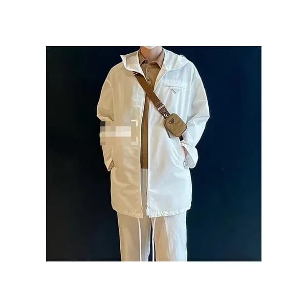 프라다 남성 화이트 후드 코트 - Prada Mens White Coats - pr13x - 1