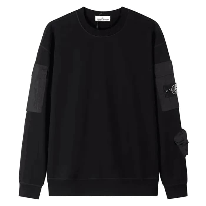 스톤아일랜드 남성 모던 블랙 맨투맨 - Stone Island Mens Black Tshi… - 1