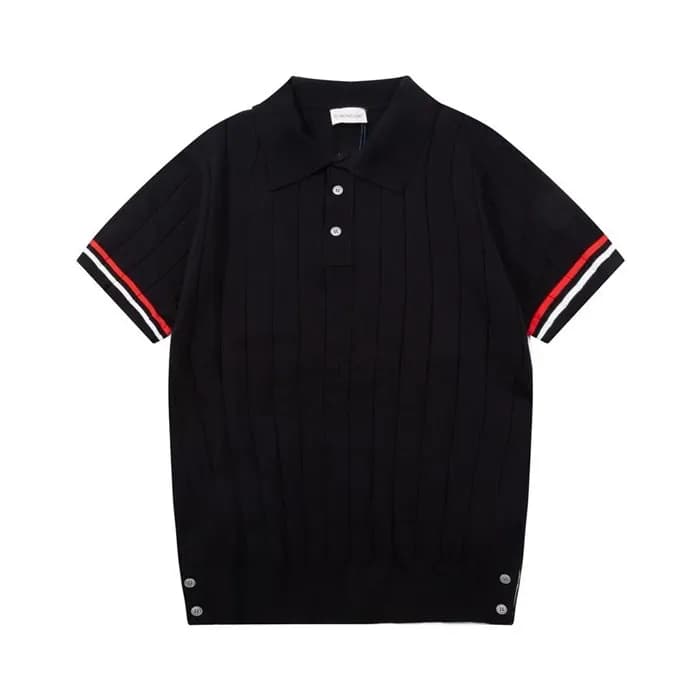 몽클레어 남성 블랙 폴로 반팔 니트티 - Moncler Mens Black Tshirts … - 1