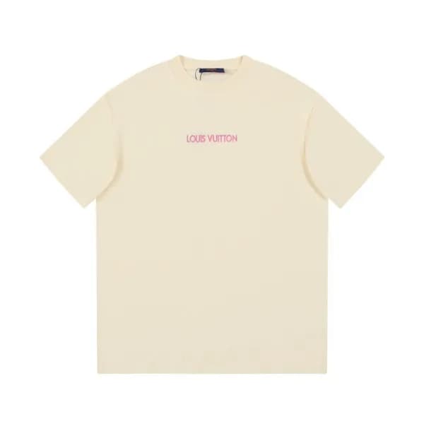 루이비통 남성 아이보리 크루넥 반팔티 - Louis vuitton Mens Ivory Sh… - 1