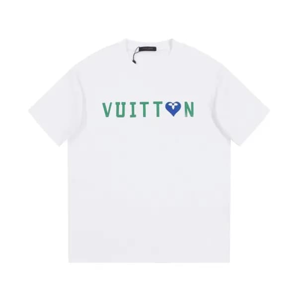 루이비통 남성 화이트 크루넥 반팔티 - Louis vuitton Mens White Sho… - 1