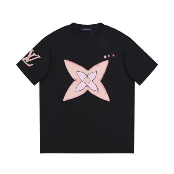 루이비통 남성 블랙 크루넥 반팔티 - Louis vuitton Mens Black Shor… - 1