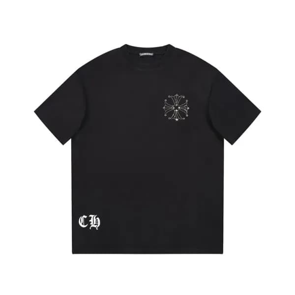 크롬하츠 남성 블랙 크루넥 반팔티 - Chrom Hearts Mens Black Short… - 1