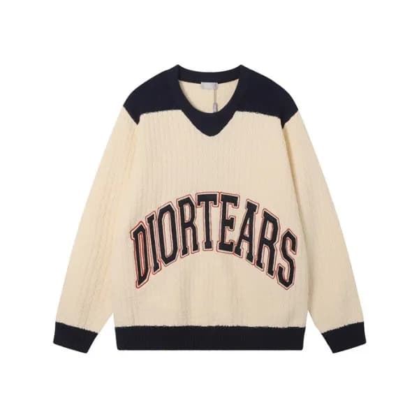 디올 남성 아이보리 크루넥 니트 - Dior Mens Ivory Knitwear - di8… - 1