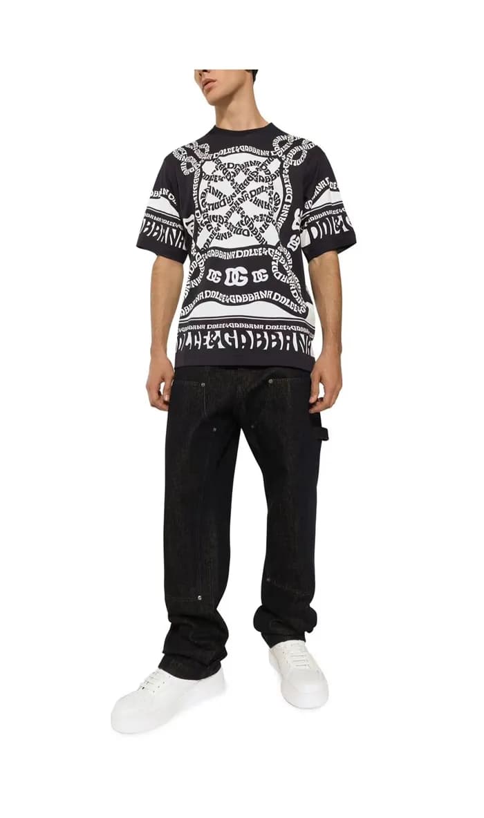 돌체앤가바나 남성 블랙 반팔티 - Dolce&Gabbana Mens Black Tshirt… - 1