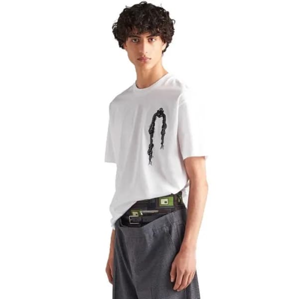 프라다 남성 화이트 반팔티 - Prada Mens White Tshirts - prc920… - 1