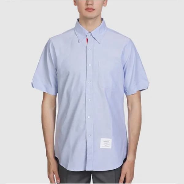 톰브라운 남성 블루 반팔 셔츠 - Thom Browne Mens Dress Shirts -… - 1