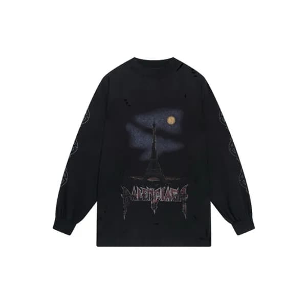 발렌시아가 남성 라운드 긴팔티 - Balenciaga Mens Round Tshirt - … - 1