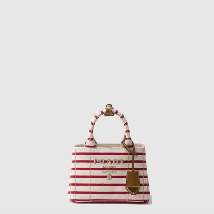 프라다 여성 스트라이프 코튼 캔버스 미니백 1BA038 - Prada Womens Stri… - 1