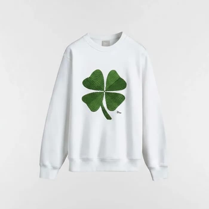 디올 남성 클로버 자수 스웨트 셔츠 - Dior Mens Clover Embroidered… - 1