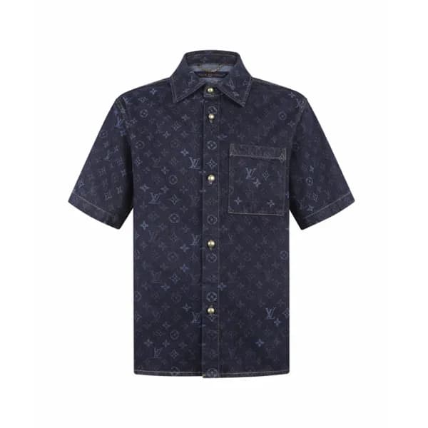 루이비통 남성 반팔 셔츠 - Louis vuitton Mens Denim Shirt - l… - 1
