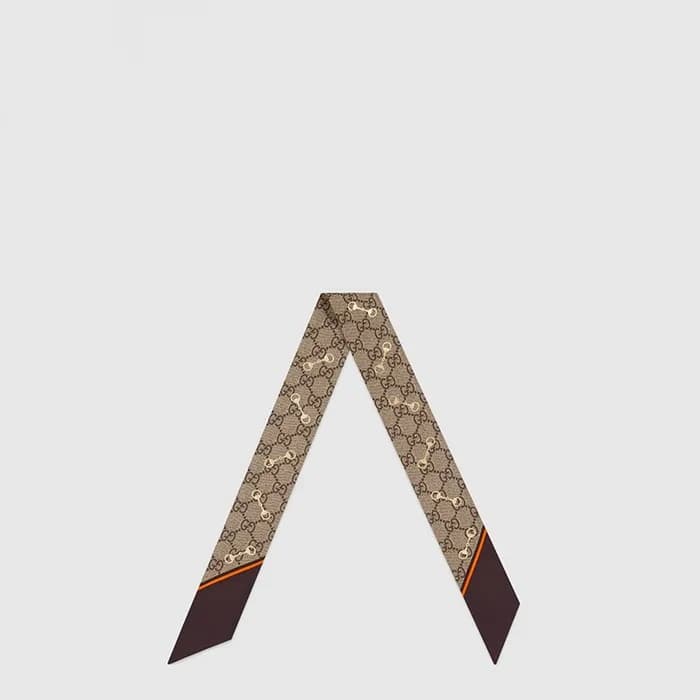 구찌 여성 GG 프린트 홀스빗 넥 보우 스카프 - Gucci Womens GG Print Horsebit Neck Bow Scarf - acc10814x - 1