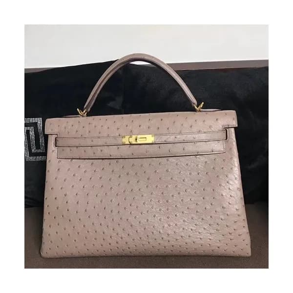 Hermes Kelly Ostrich Leather Tote Shoulder Bag ,40… - 1