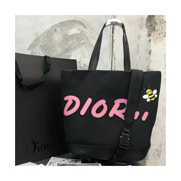 Dior x Kaws 2019 Canvas & Leather Tote Shopper Bag… - 1