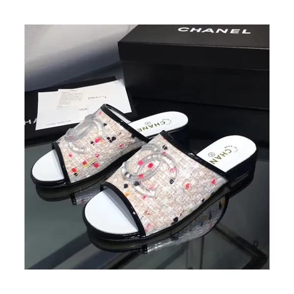 Chanel 2019 Ladies Tweed & PVC Slipper - 샤넬 2019 여… - 1