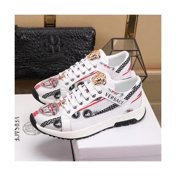 Versace 2019 Mens Leather Sneakers - 베르사체 2019 남성용… - 1