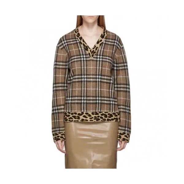 Burberry 2019 Womens Vintage V-neck Wool Sweater -… - 1