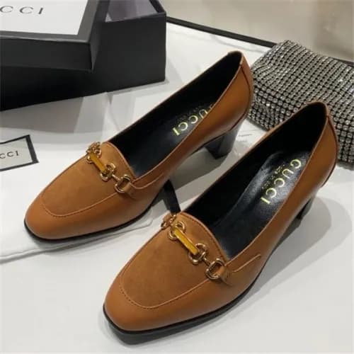 Gucci 2020 Women's Leather Middle Heel Shoes -… - 1