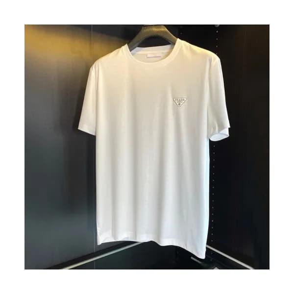 Prada Mens Basic Logo Short Sleeved Tshirts White… - 1