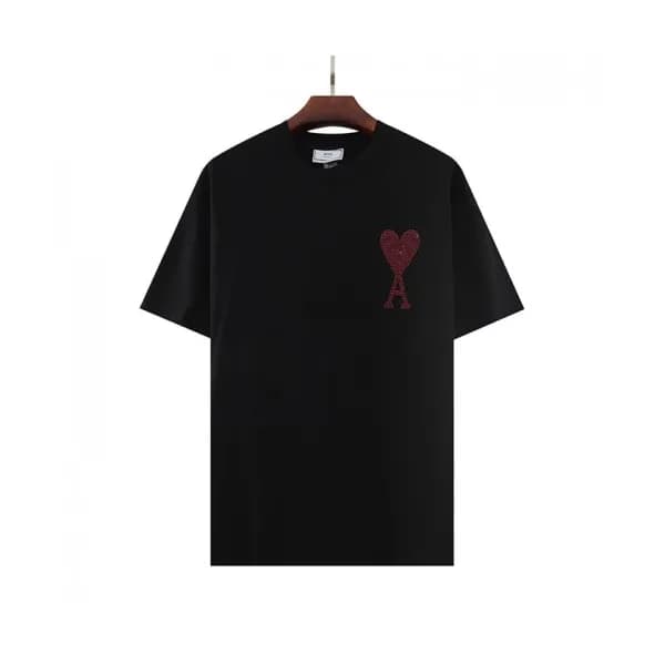 Ami Mm/Wm Casual Cotton Short Sleeved Tshirt Blac… - 1