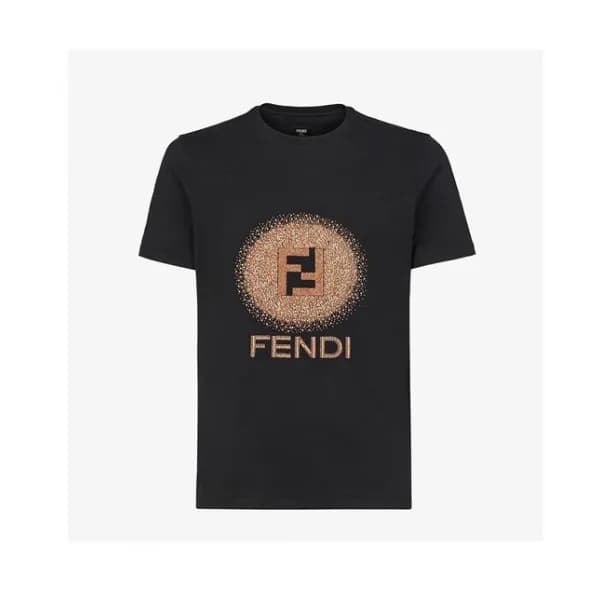 Fendi Mm/Wm Logo Casual Short Sleeved Tshirts Bla… - 1
