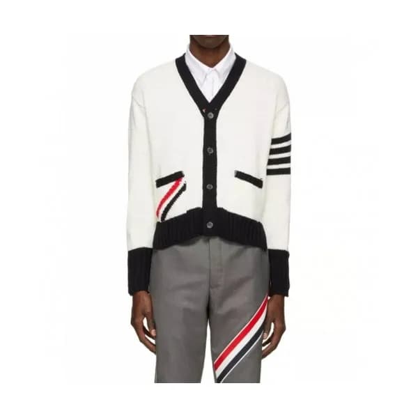 Thom Browne Mm/Wm Strap V-neck Cardigan White - 톰… - 1