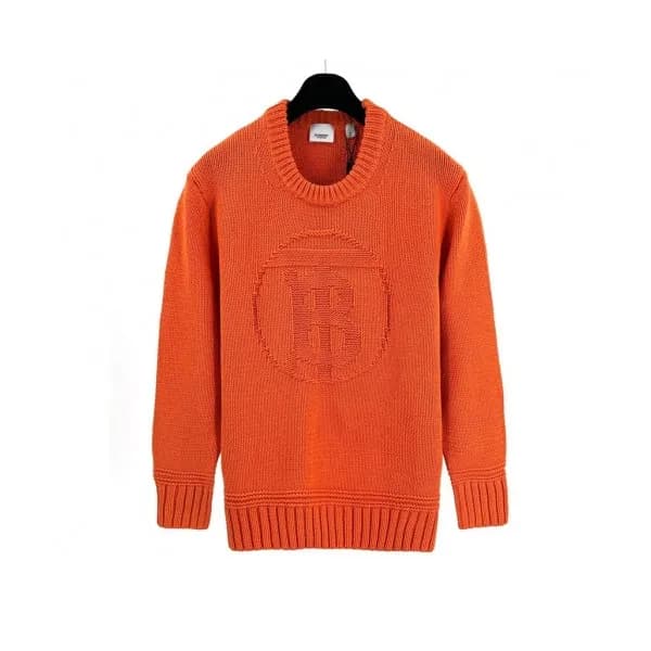 Hermes Mens Crew-neck Wool Sweater Orange - 에르메스 … - 1