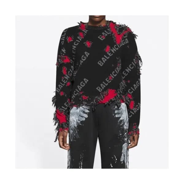 Balenciaga Mm/Wm Logo Crew-neck Sweaters Black - … - 1