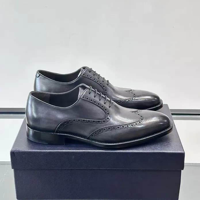 프라다 남성 레더 옥스퍼드 슈즈 Size(240-280) 블랙 - Prada Mens … - 1