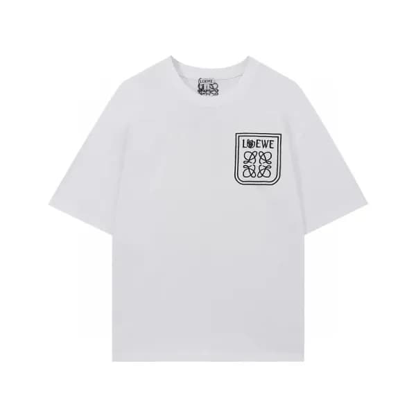 로에베 남성 이니셜 화이트 반팔티 - Mens White Tshirts - loe0569x - 1