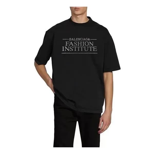 발렌시아가 남성 크루넥 블랙 반팔티 - Mens Black Tshirts - bal0155… - 1