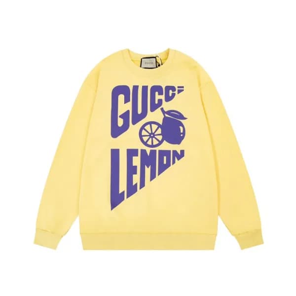 구찌 남/녀 캐쥬얼 옐로우 맨투맨 - Unisex Yellow Tshirts - Guc05… - 1