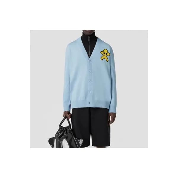 버버리 남성 블루 브이넥 가디건 - Burberry Mens Blue Cardigan - … - 1