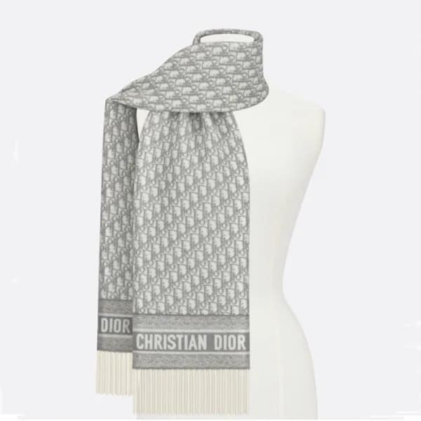디올 남성 오블리크 그레이 머플러 - Dior Mens Gray Muffler - di15… - 1