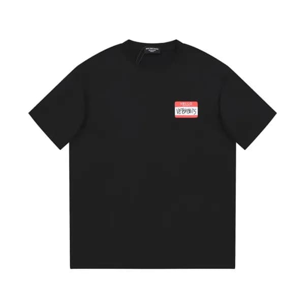 베트멍 남/녀 트렌디 블랙 반팔티 - Vetements Unisex Black Tshirt… - 1