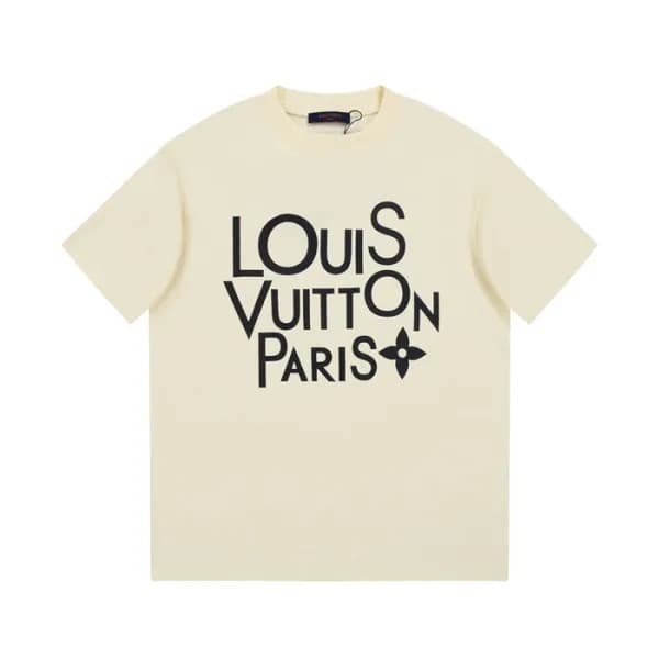 루이비통 남성 아이보리 크루넥 반팔티 - Louis vuitton Mens Ivory Sh… - 1