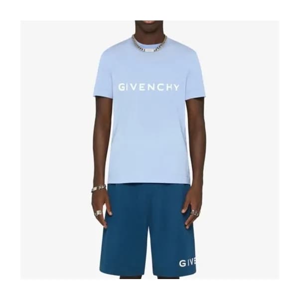 지방시 남성 크루넥 블루 반팔티 - Givenchy Mens Blue Short Sleev… - 1