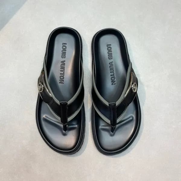 루이비통 남성 카키탭 슬리퍼 - Louis vuitton Mens Khaki Tap Sli… - 1