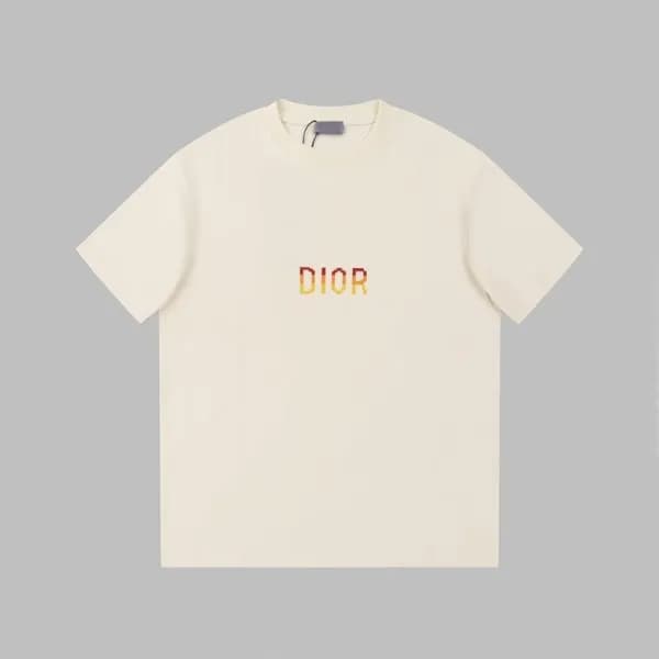 디올 남성 아이보리 크루넥 반팔티 - Dior Mens Ivory Short sleeved… - 1