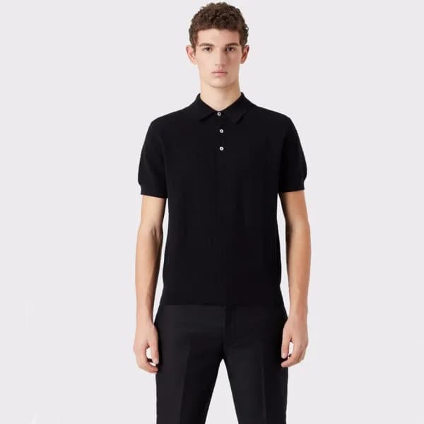 에르메네질도 제냐 남성 블랙 폴로 반팔티 - Zegna Mens Black Short sl… - 1