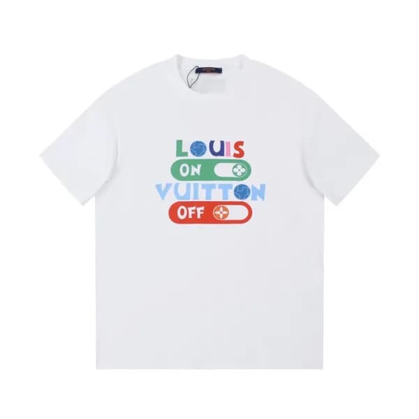 루이비통 남성 크루넥 화이트 반팔티 - Louis vuitton Mens White Sho… - 1