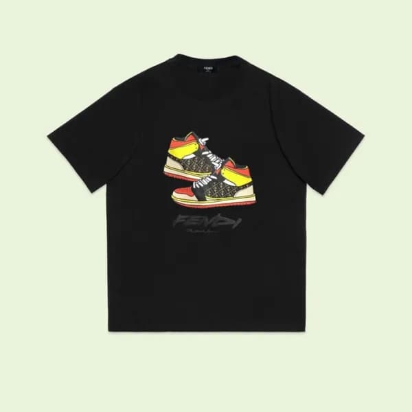 펜디 남성 블랙 크루넥 반팔티 - Fendi Mens Black Short sleeved … - 1